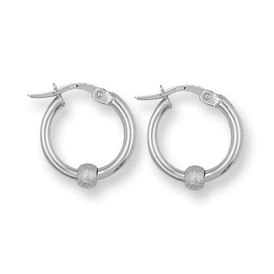 W/G 17mm Glitter Ball Hoop Earrings