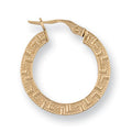 Y/G 22mm Frosted Greek Key Hoop Earrings