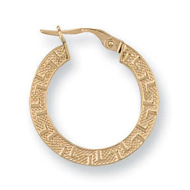 Y/G 22mm Frosted Greek Key Hoop Earrings