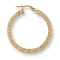 Y/G 30mm Frosted Greek Key Hoop Earrings