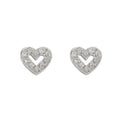 W/G Cz Heart Stud Earrings