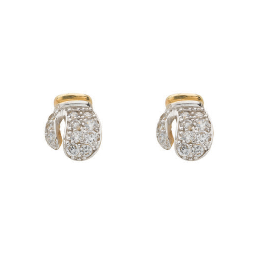 Y/G Cz Boxing Gloves Stud Earrings