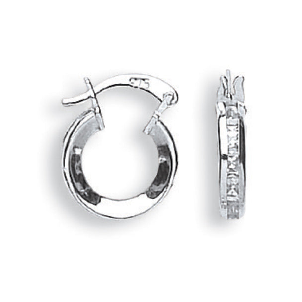 W/G 13mm Princess Cut Cz Hoops