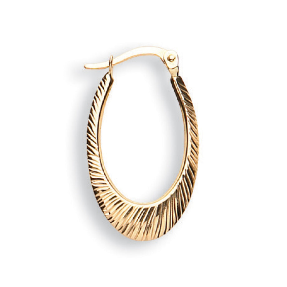 Y/G Oval Ribbed Hoop Earrings