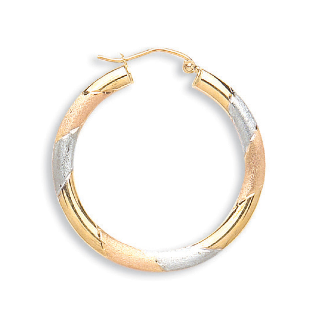 Y W & R/G D/C 30mm Hoop Earrings