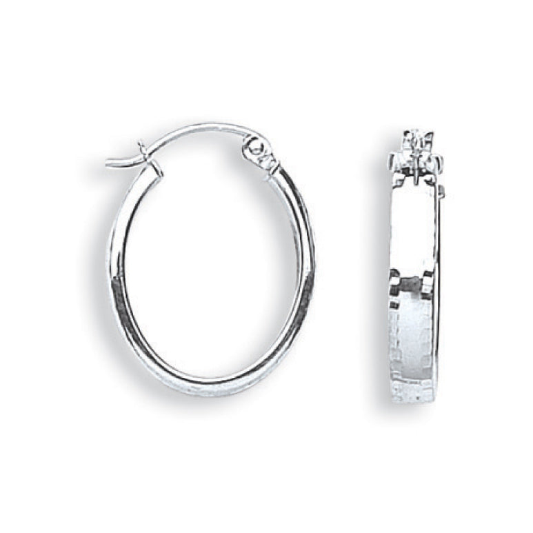 W/G D/C Oval Hoop Earrings