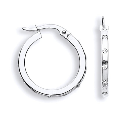 W/G Cz 19mm Hoop Earrings