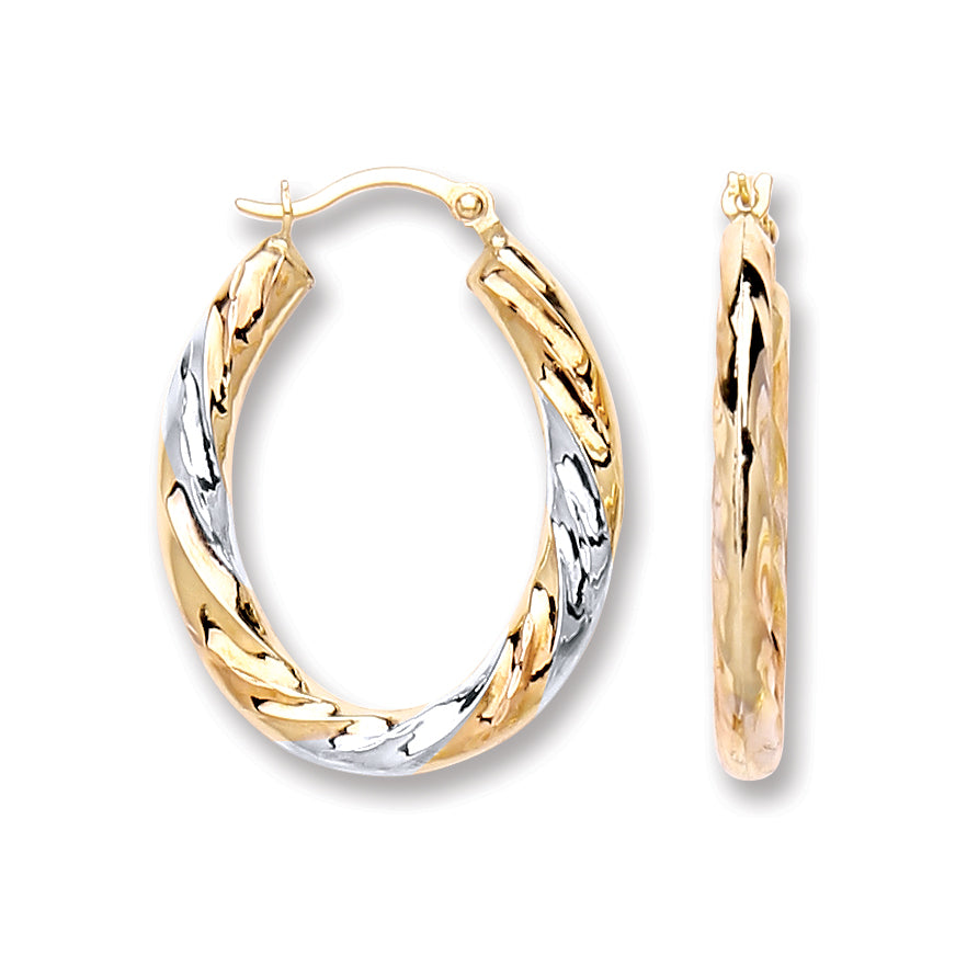 YW & R/G Oval Twist Earrings