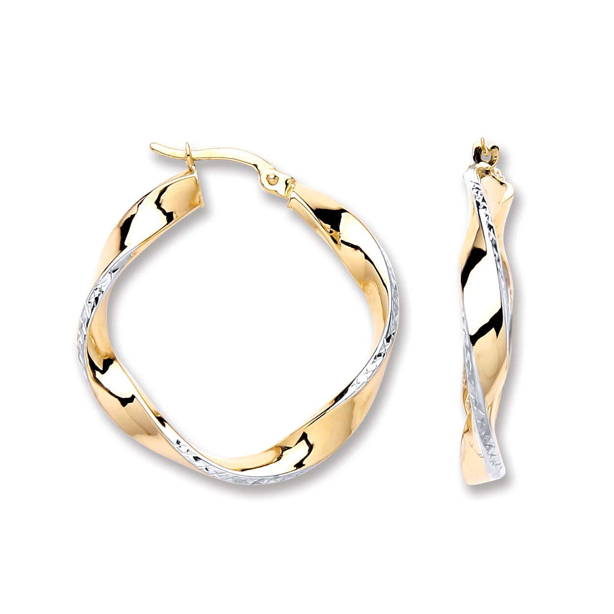 W & Y/G 28mm Twisted Hoop Earrings