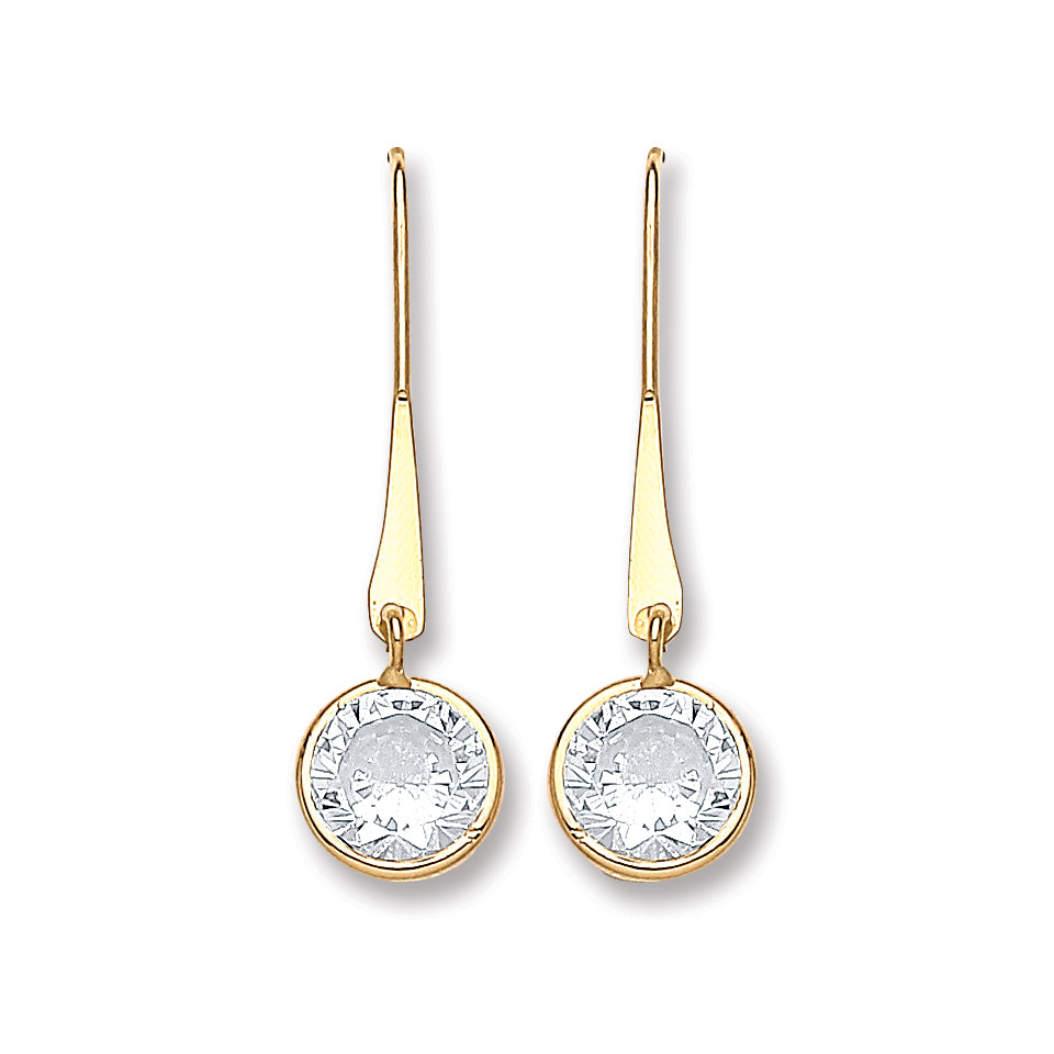 Y/G Cz Drop Hook Style Earrings