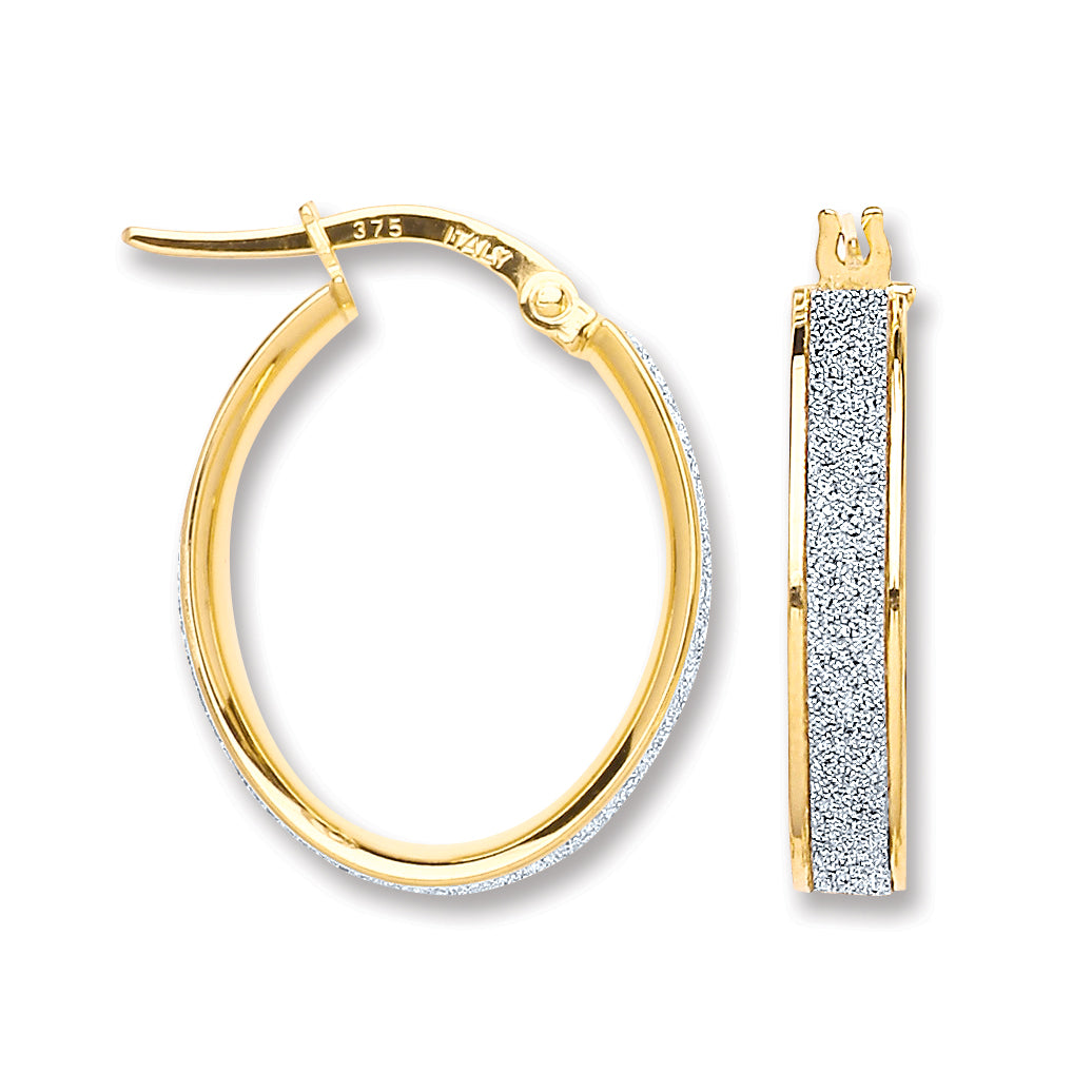 Y/G Glitter Oval Hoop Earrings