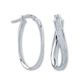 W/G Glitter Oval Twist Hoop Earrings