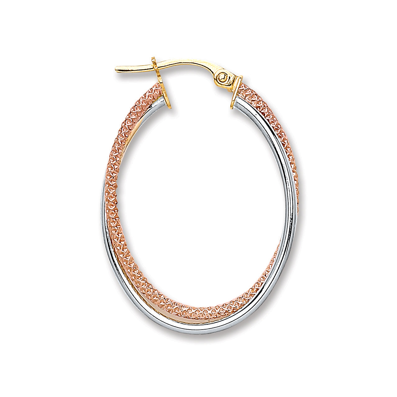 W & Y/G Oval Double Hoop Earrings