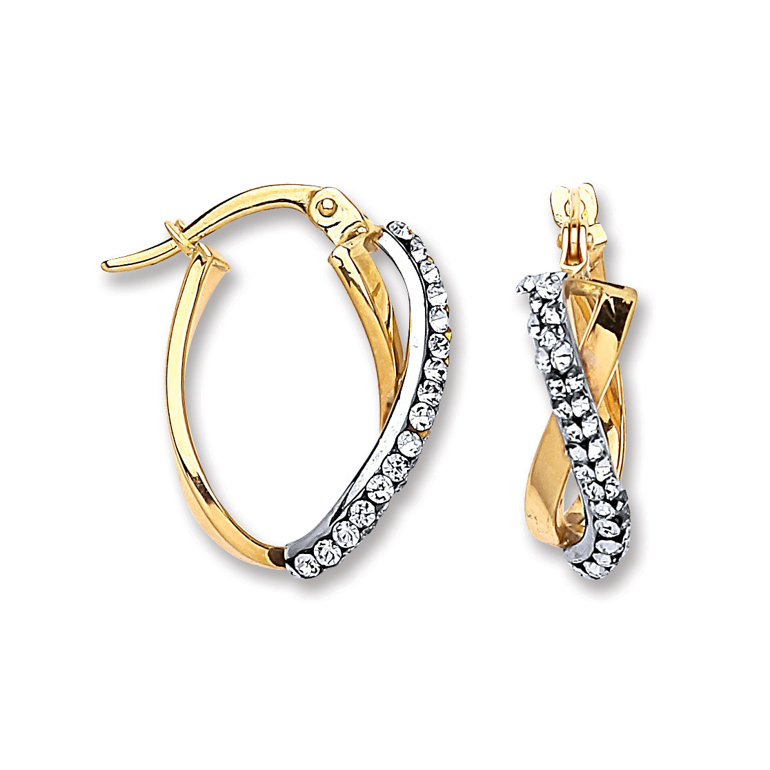 Y/G Oval Crystal Kiss Hoop
