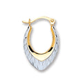 W & Y/G Oval Ribbed Hoop Earrings