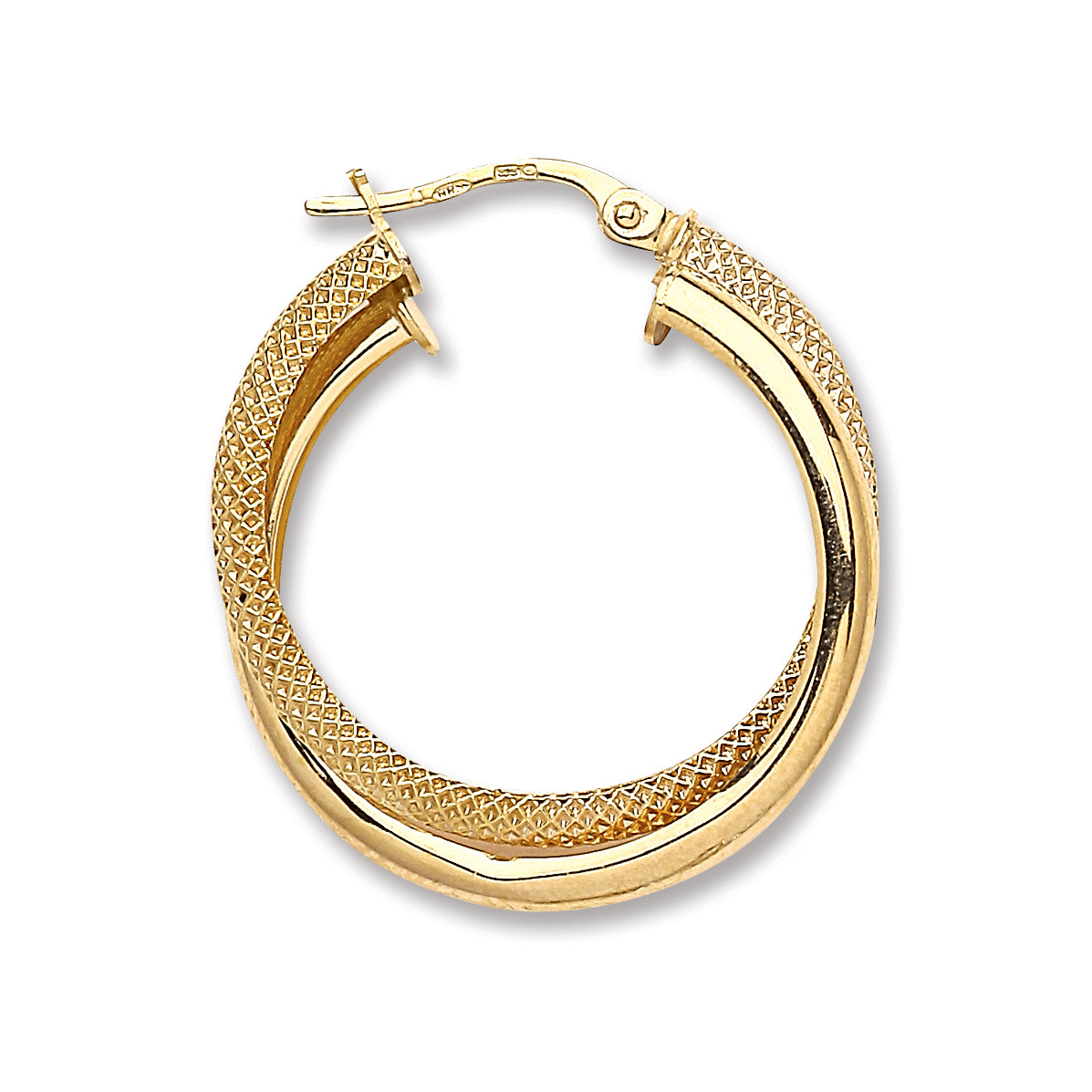 Y/G Plain & Frosted Double Hoop Earrings