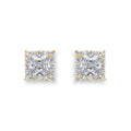 Y/G Princess Cut Cz Centre Stud