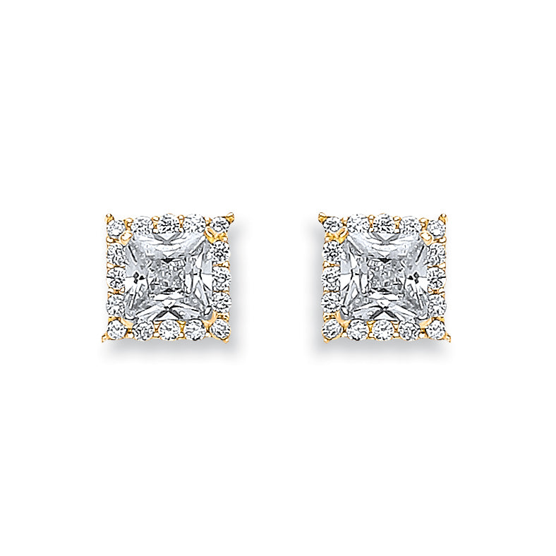 Y/G Princess Cut Cz Centre Stud