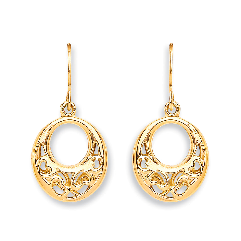 Y/G Hook Drop Heart Earrings