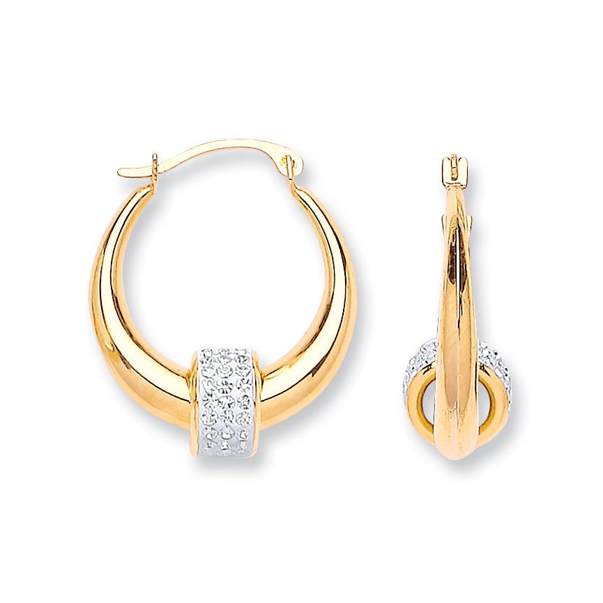 Y/G 18mm Hoop & Crystal Ball Earrings