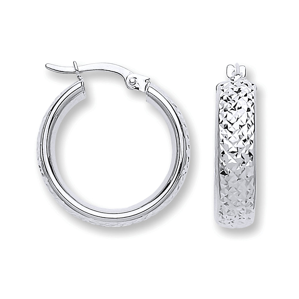 W/G 20mm Tyre Tread Design D Shape Earrings
