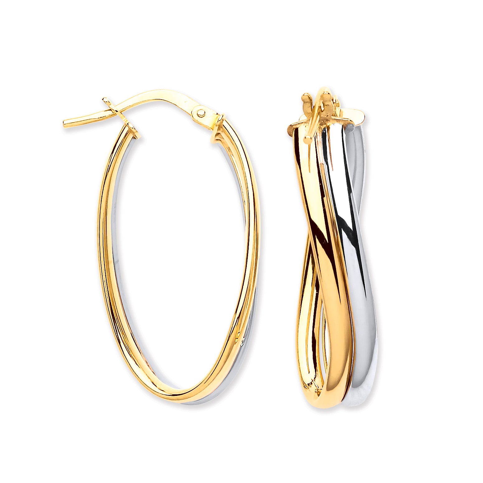 W & Y/G Wavy Flat HollowTube Earrings