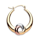 Y W & R/G Large Hollow Fancy Hoop Earrings