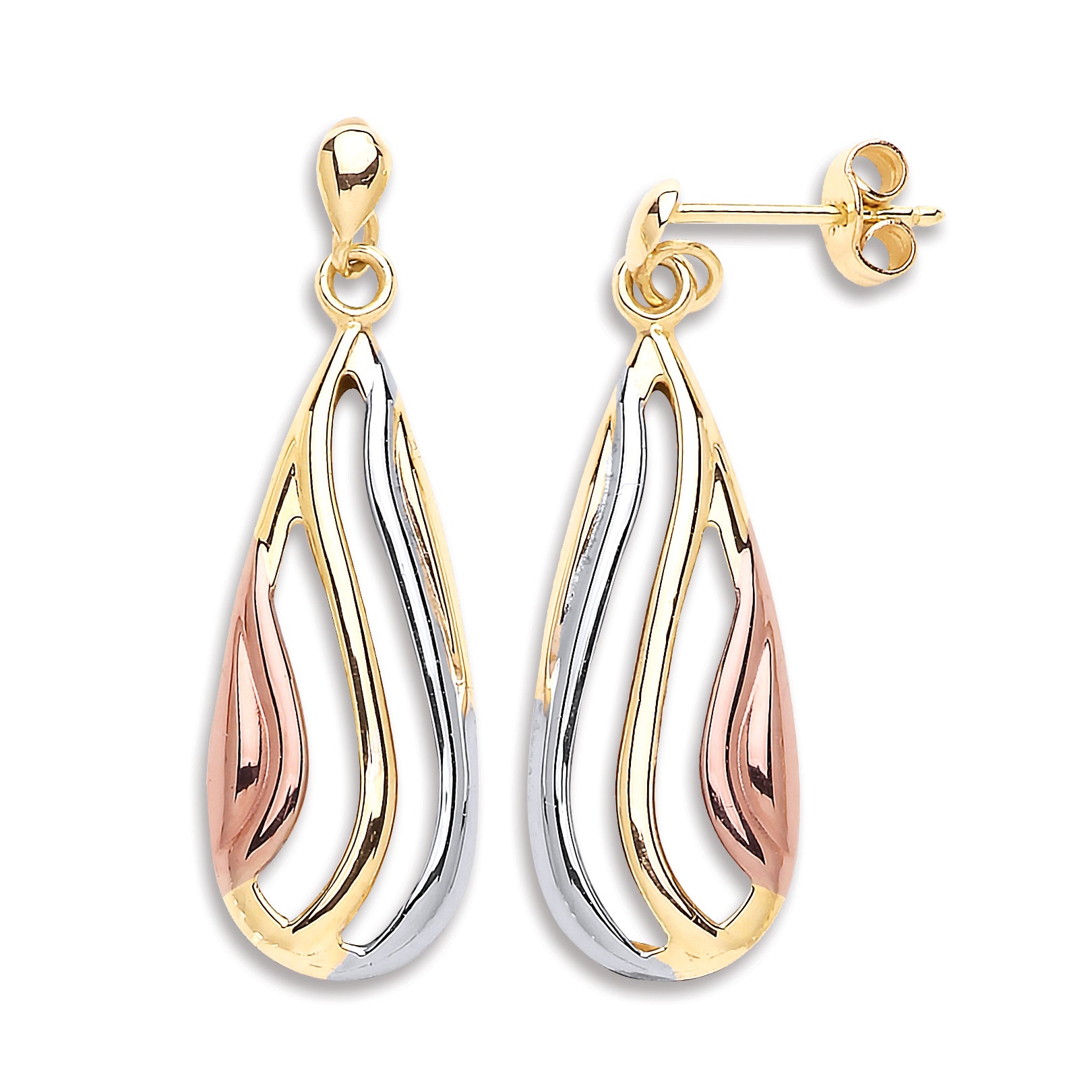 Y W & R/G Teardrop Earrings
