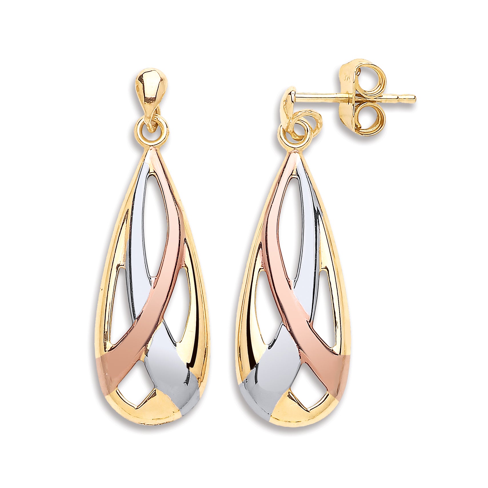 Y W & R/G Teardrop Earrings