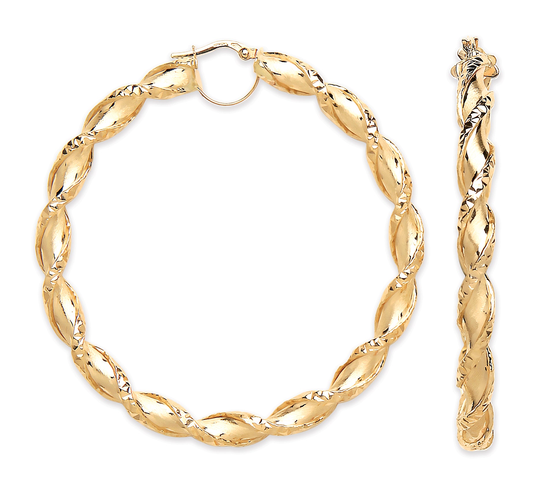 YG 61mm Twisted Hollow Hoop Earrings