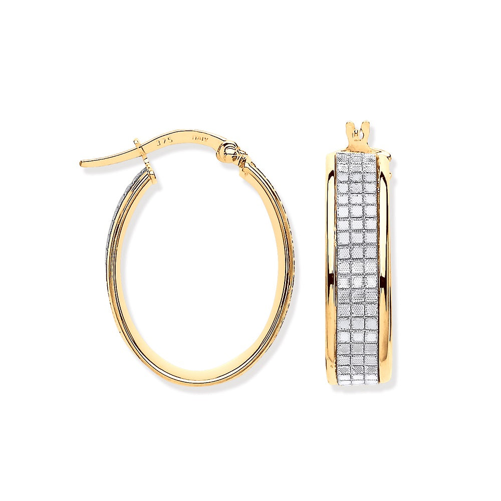 Y/G Glitter p/c Illusion Oval Hoop Earrings
