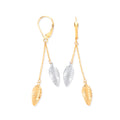 Y & W/G Leaf Drop Earrings