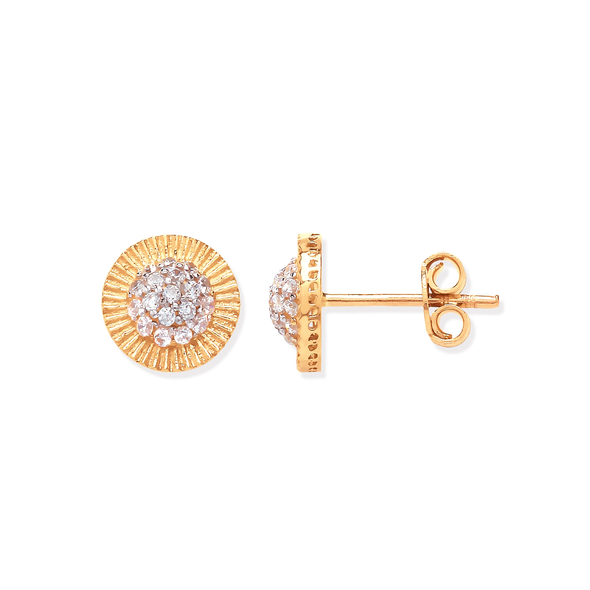 Y/G 8mm Round Cz Stud Earrings