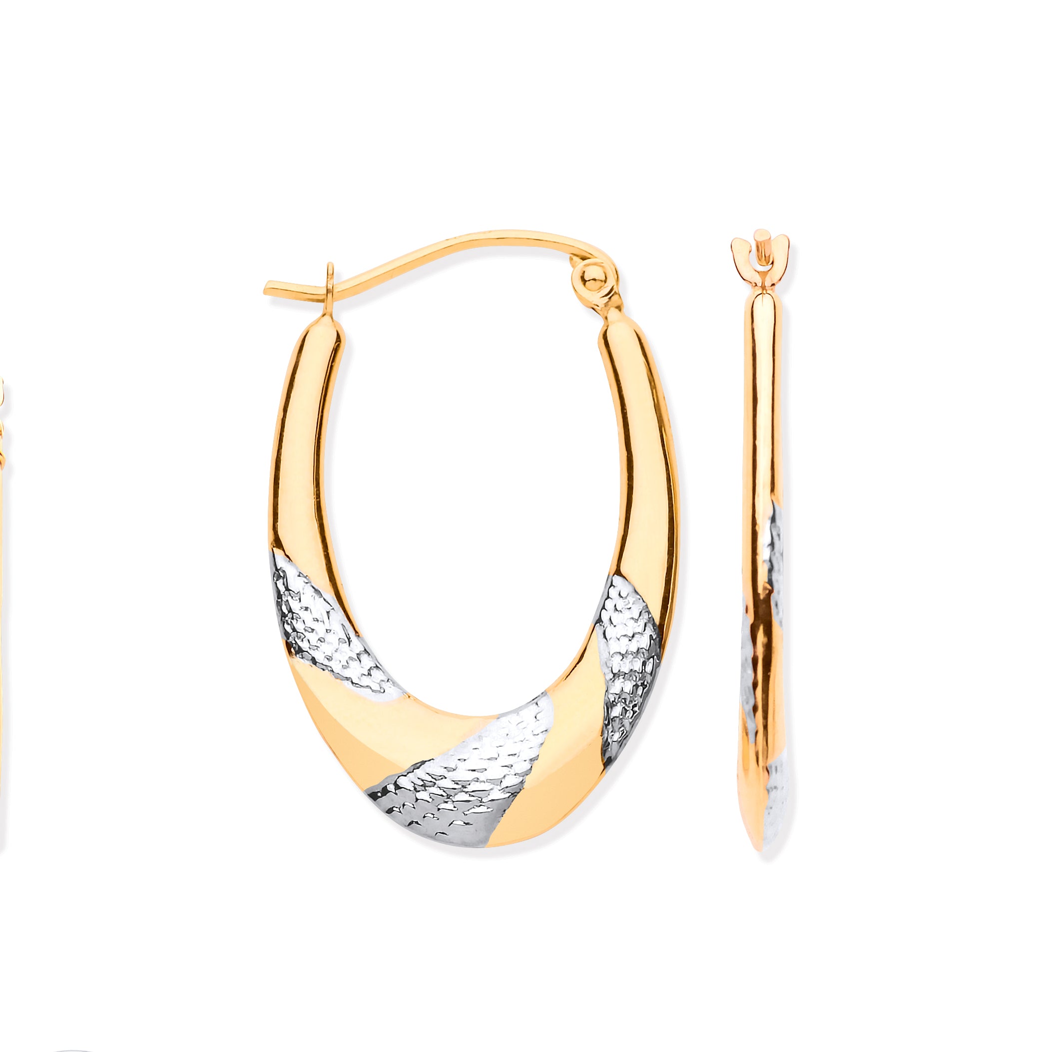 Y & W/G Hollow Creole Earrings