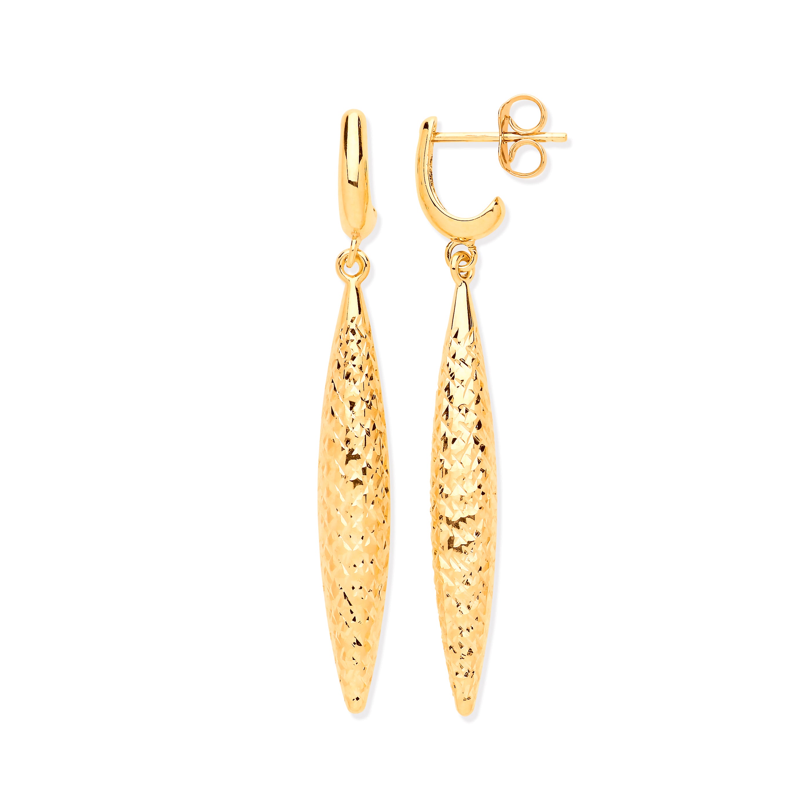 Y/G Hollow Drop D/C Finish Earrings