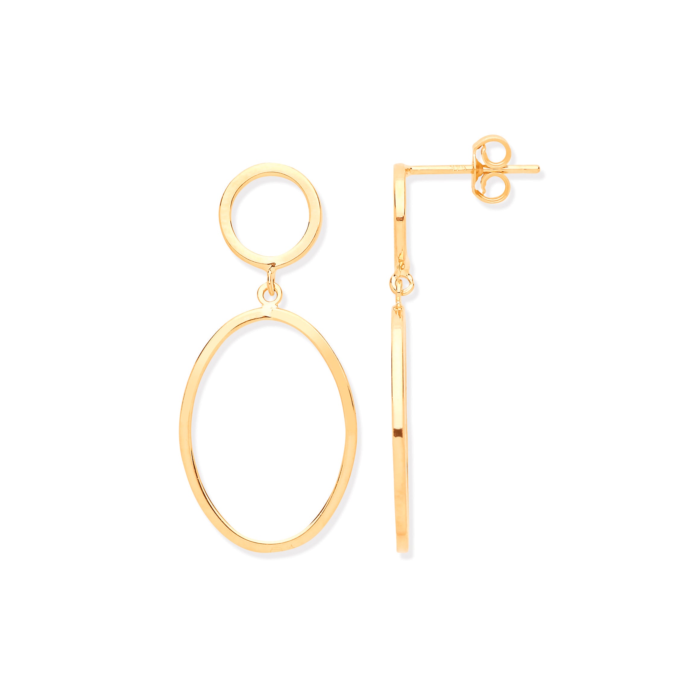 Y/G Circle & Oval Open Drop Earrings