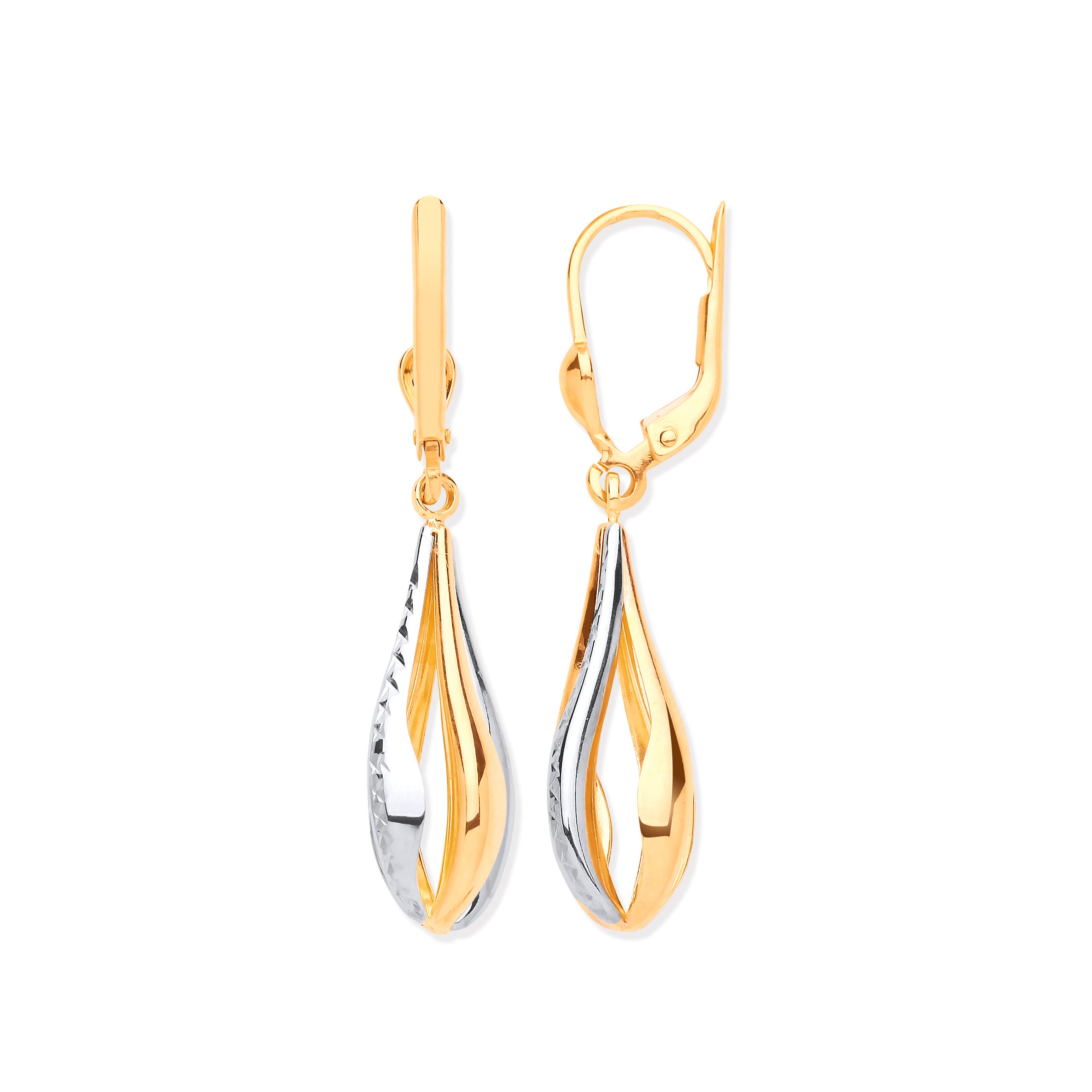 Y & W/G Teardrop Style Earrings
