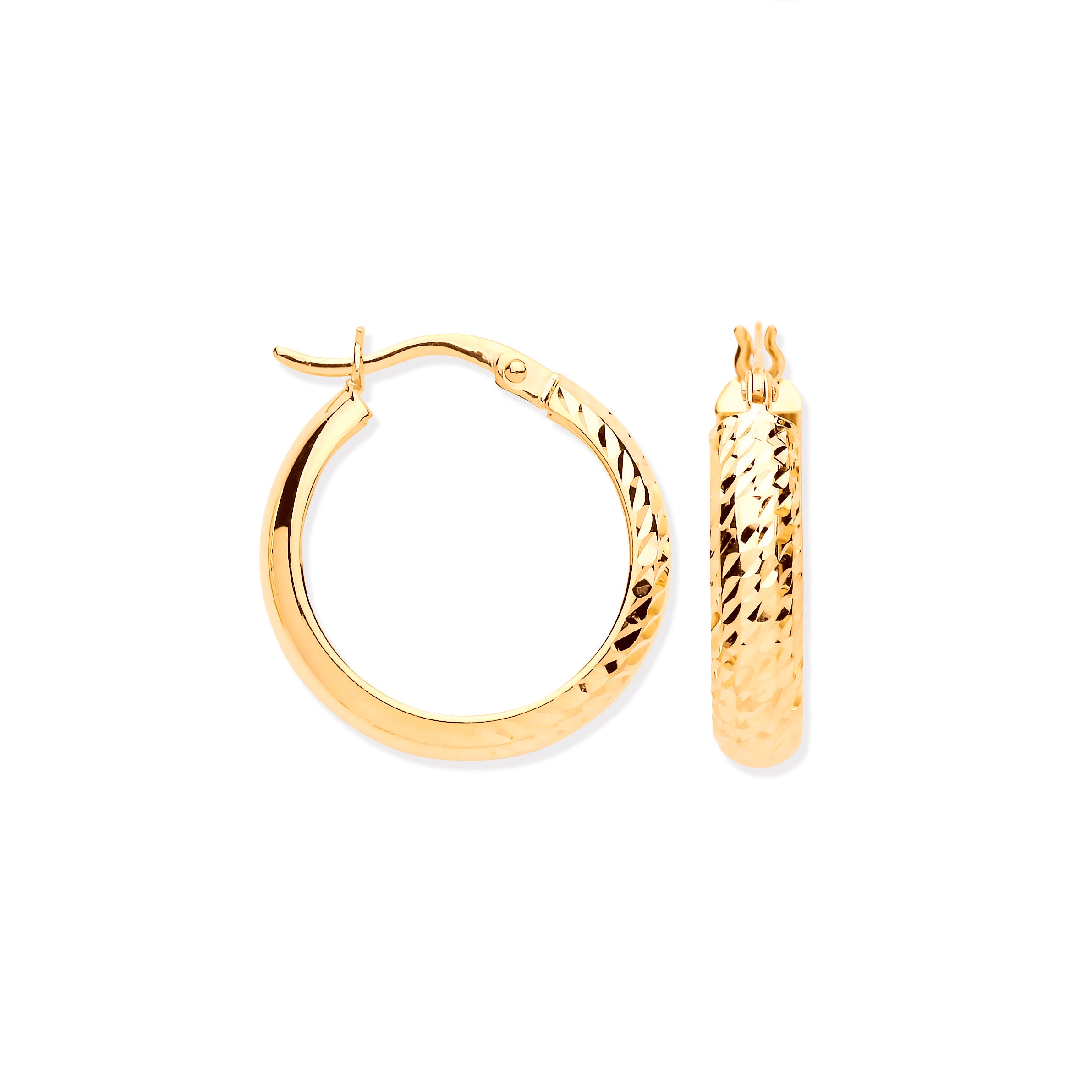 Y/G 19mm Half DC Half Plain Hoop Earrings