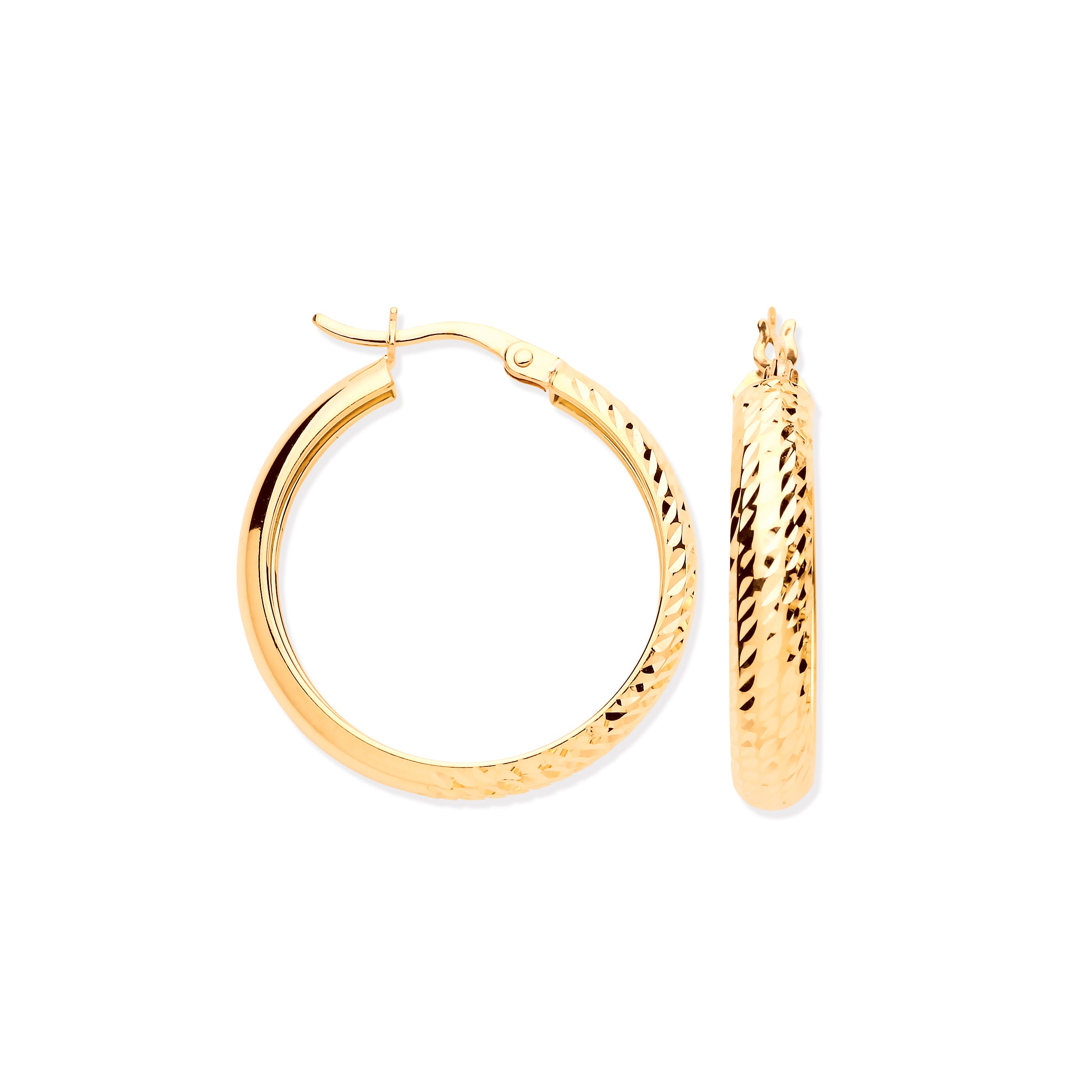 Y/G 24mm Half DC Half Plain Hoop Earrings