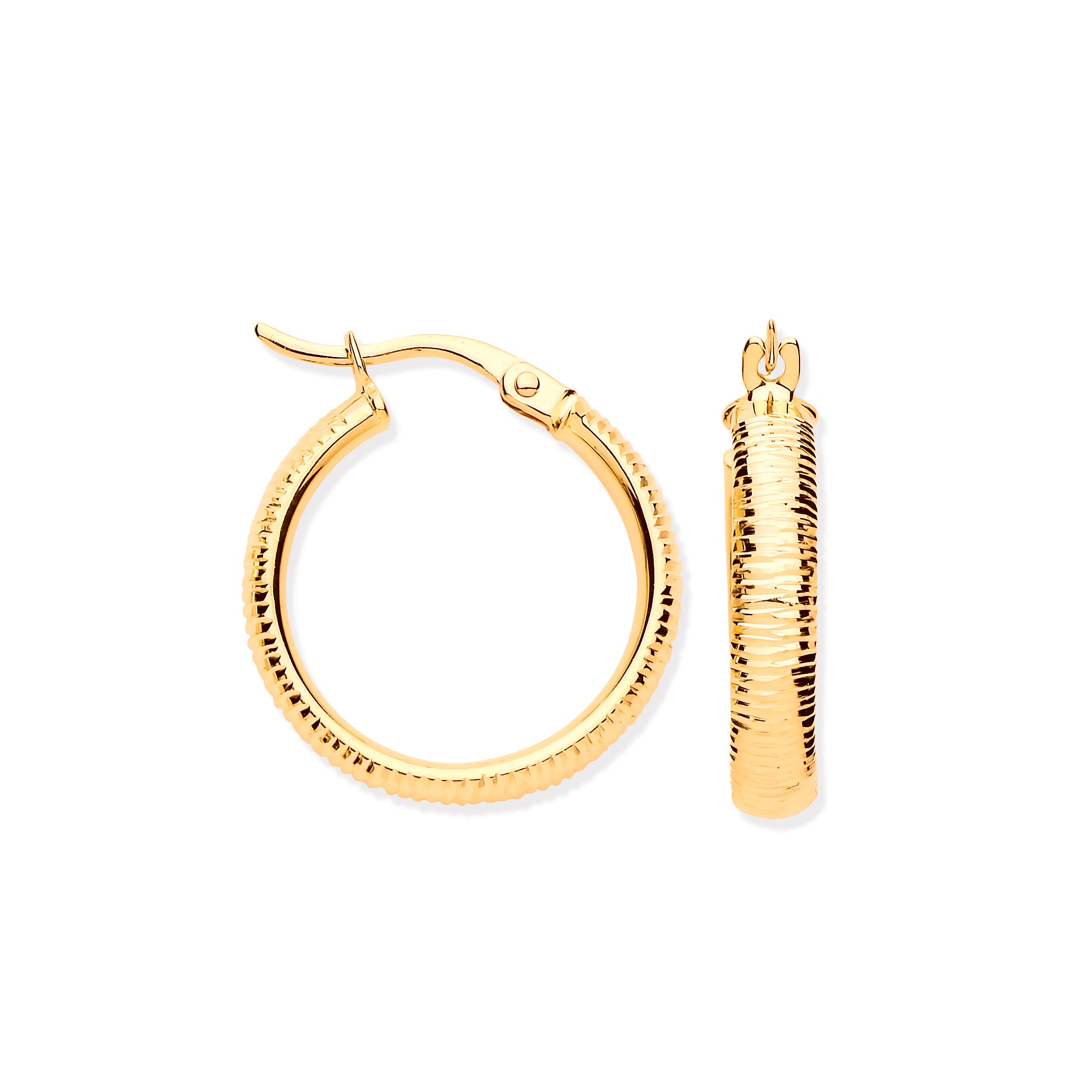 Y/G 18mm Ribbed Hoop Earrings