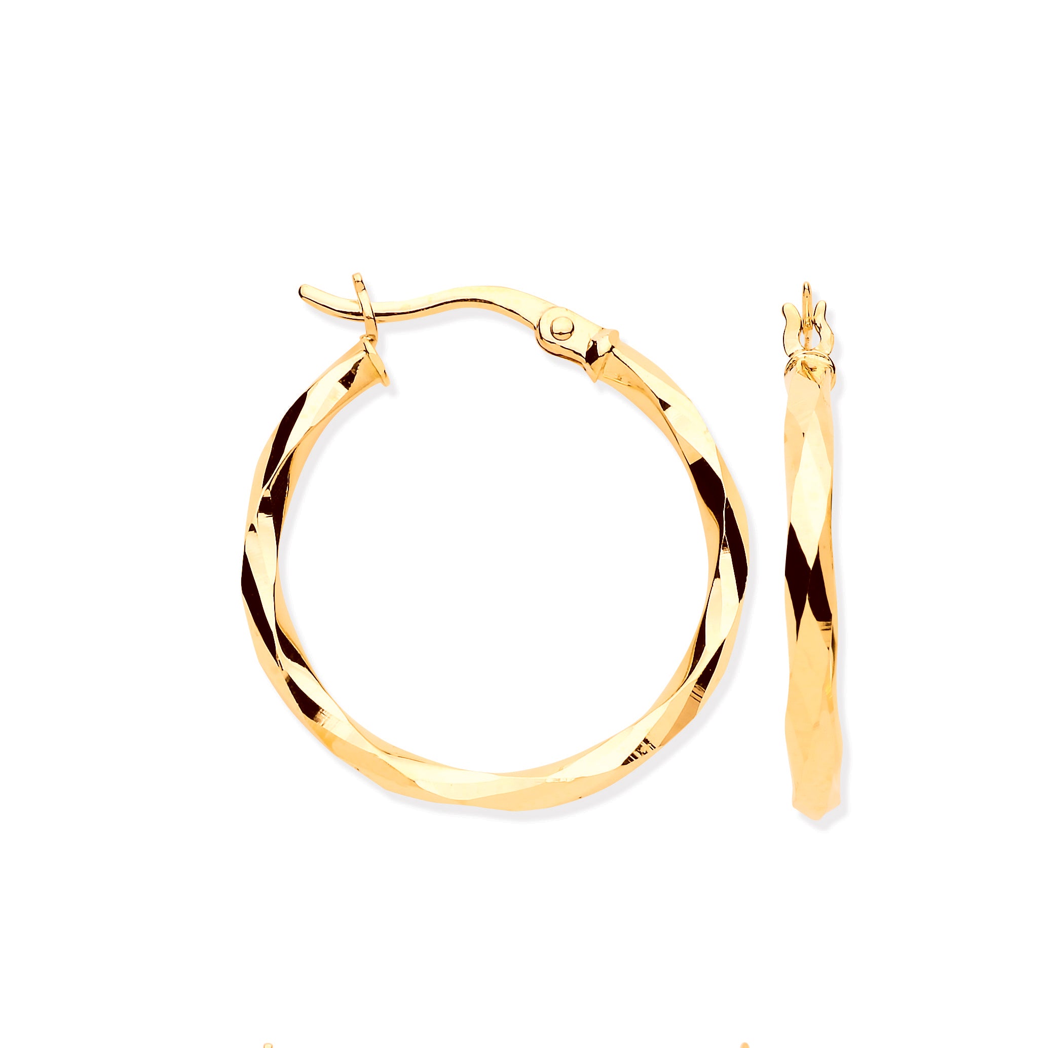 Y/G 22mm Faceted Hoop Earrings