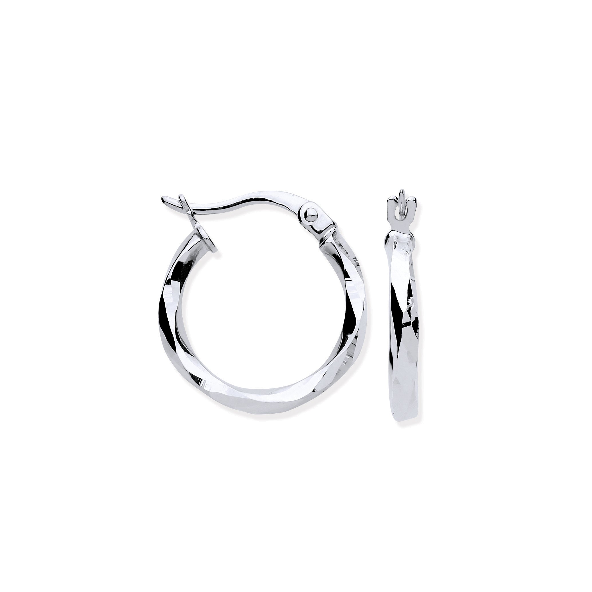 W/G 16mm Faceted Hoop Earrings