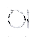 W/G 22mm Faceted Hoop Earrings