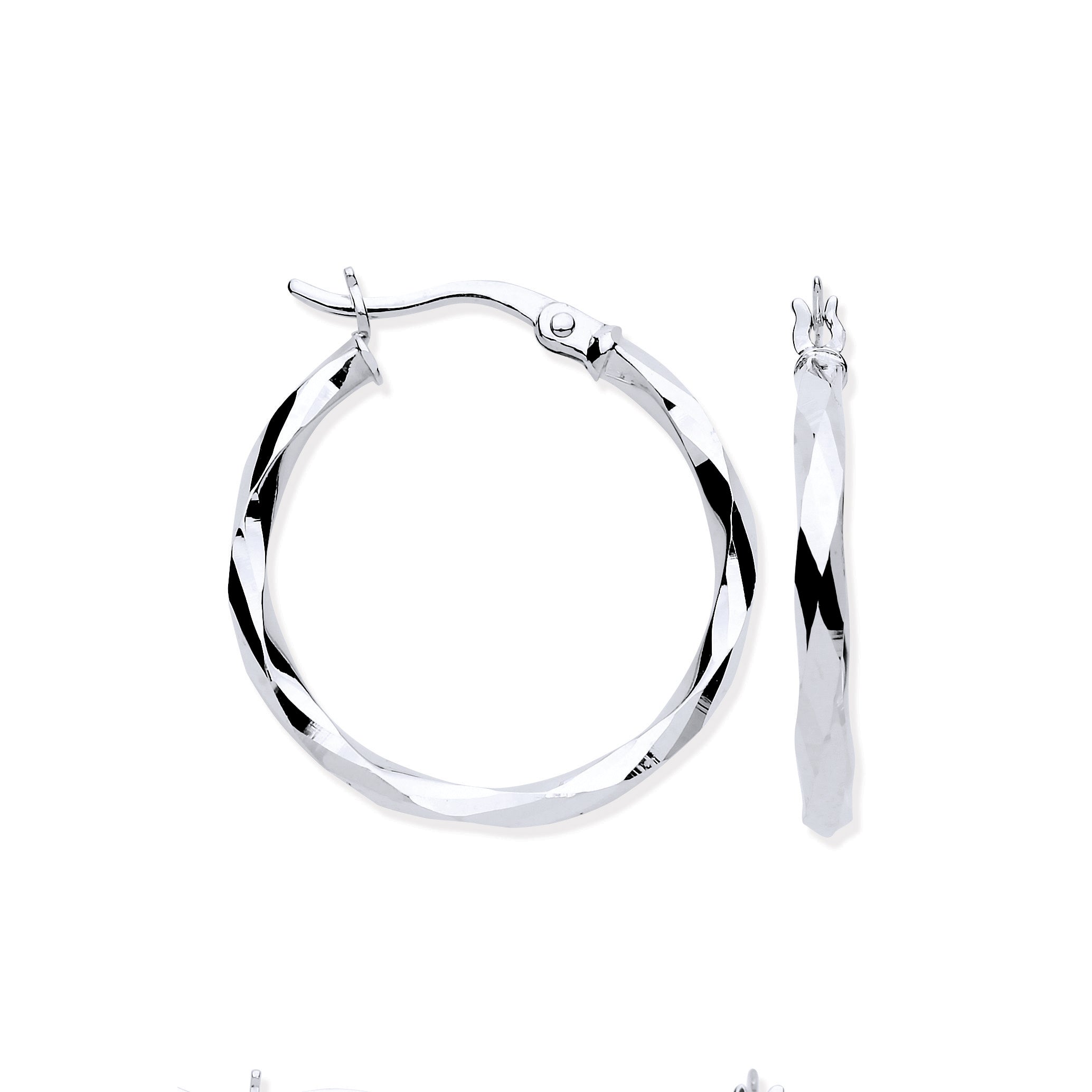 W/G 22mm Faceted Hoop Earrings