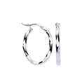 W/G Faceted OVAL Hoop Earrings