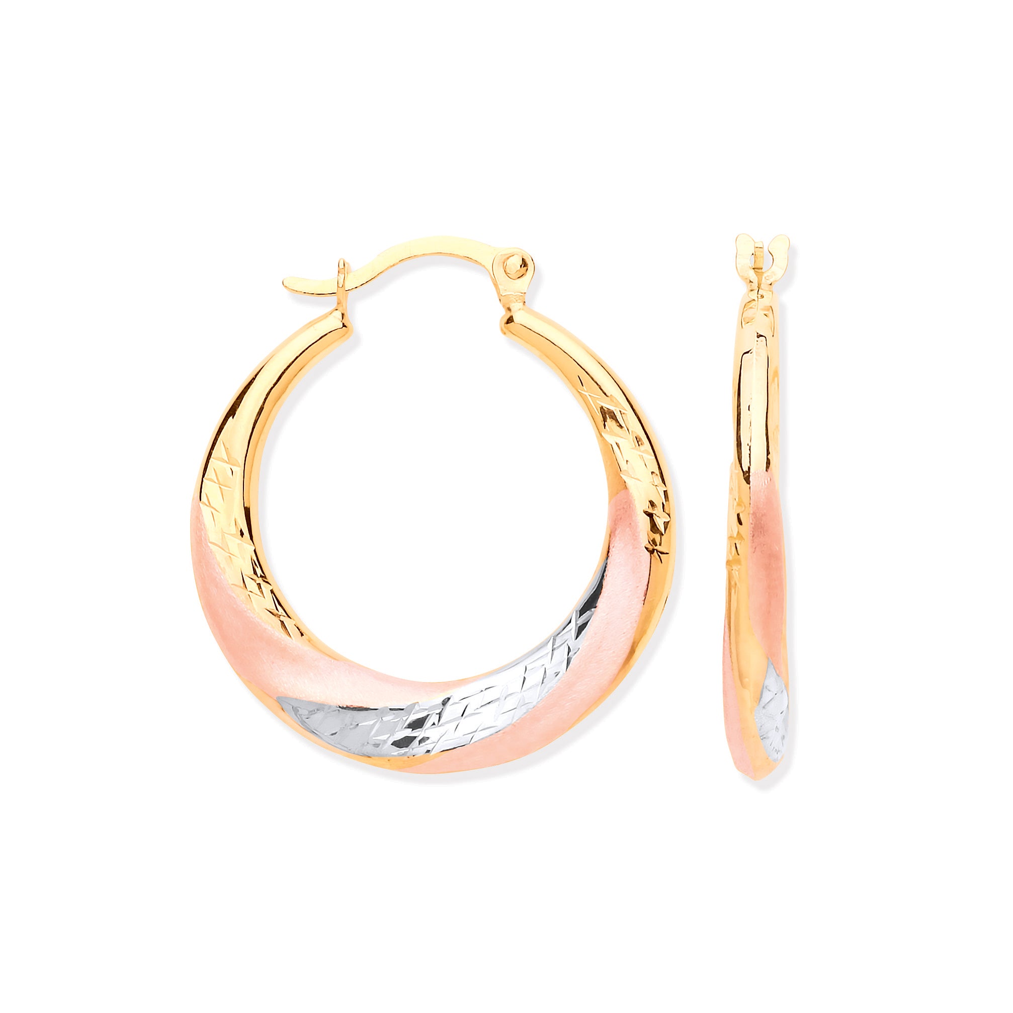 Y, W & R/G Twist Hoop Earrings