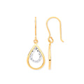 Y & W/G Teardrop Shaped Hook Earrings