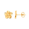 Y/G 10mm Flower, Frosty Finish Stud Earrings