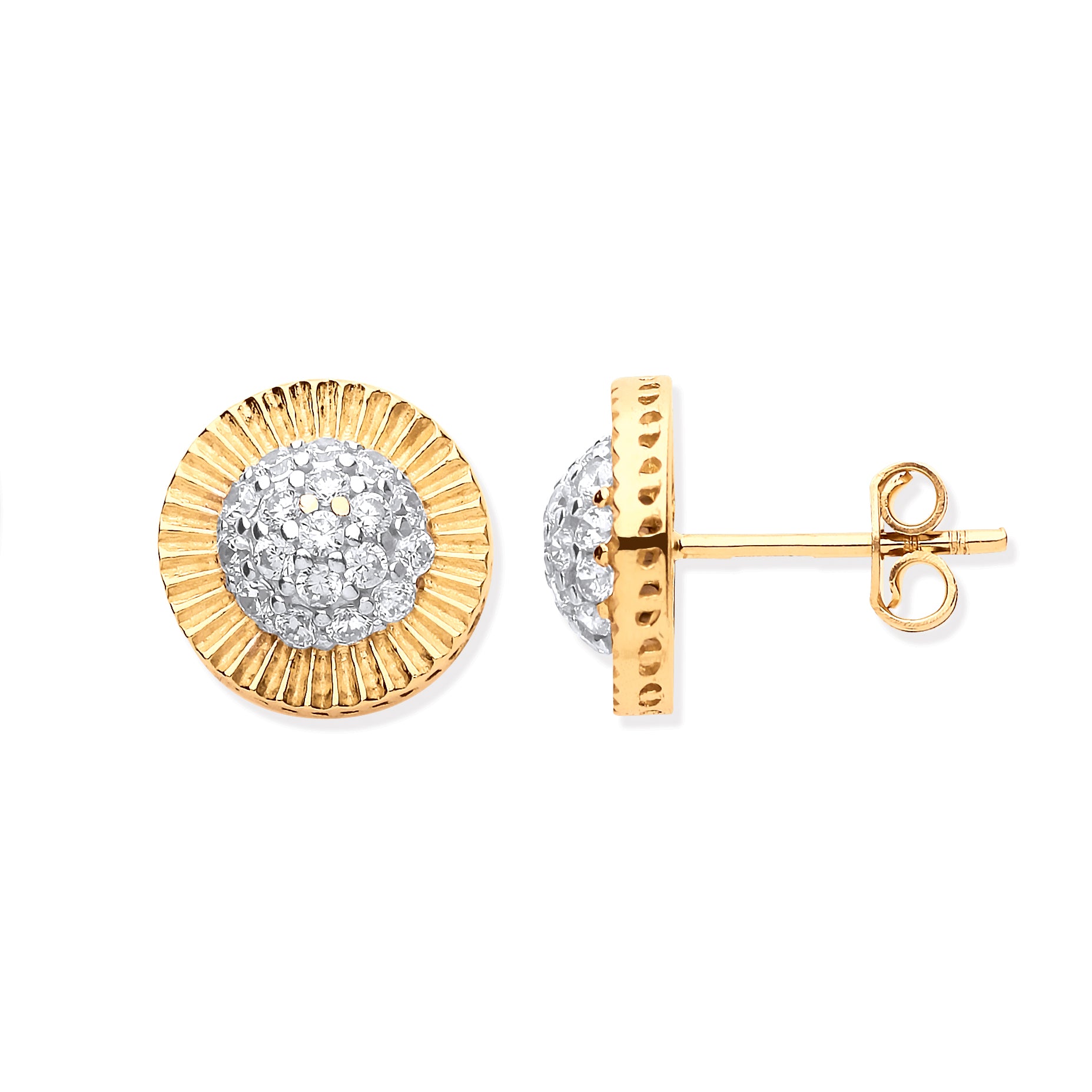 Y/G 12mm Round Cz Stud Earrings