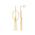 Y/G Oval Tube Tassel Drop Earrings